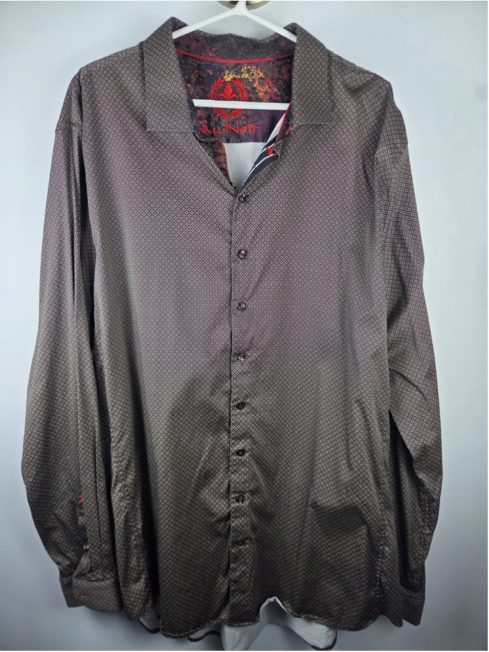 Au Noir Men's Long Sleeves Button Down Shirt Brown Size 2X Pre-Owned